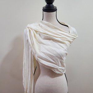 Ivory Fringed Pashmina, Shawl, or Scarf